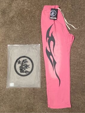 Hellstar Men's Pink Tribal-Graphic Sweatpants